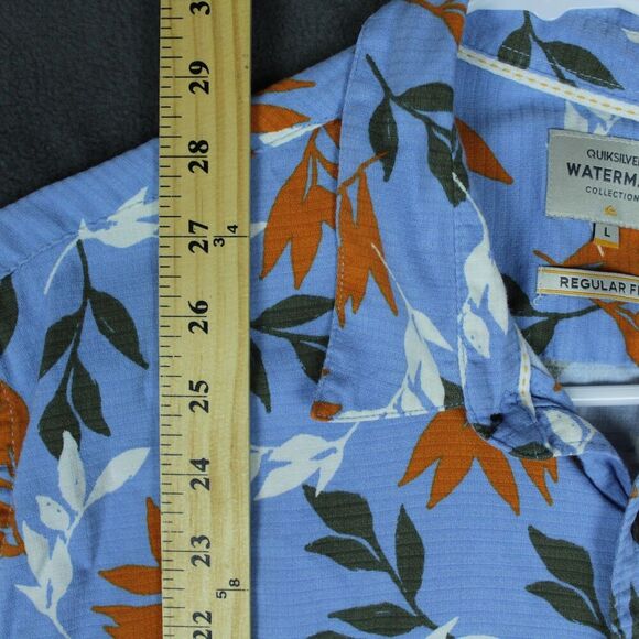 Quiksilver Waterman Shirt Mens Large Hawaiian Floral Regular Fit Button Up - Picture 4 of 8
